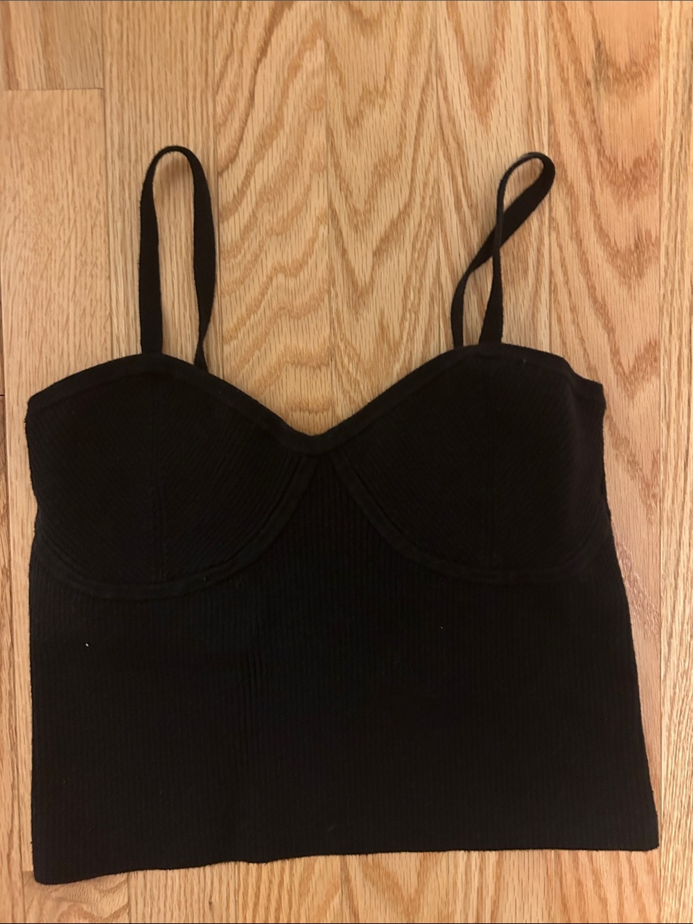 Madewell Black Ribbed Bustier-Style Crop Top